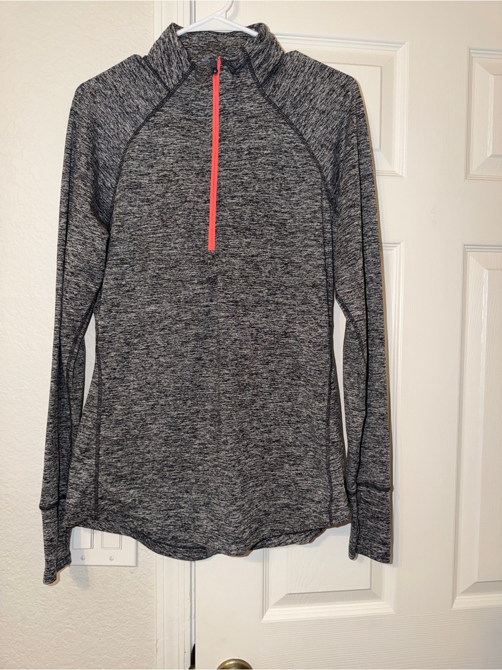 Tangerine Heather Gray Quarter-Zip Hoodie with Coral Zipper
